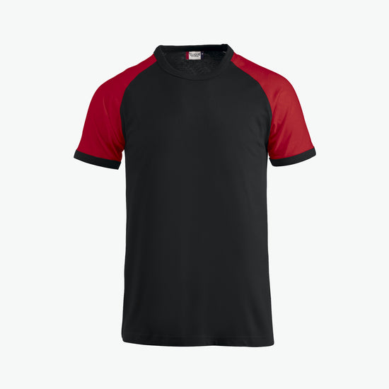 Clique Raglan Tee - Zwart/Rood T-Shirt Clique XS