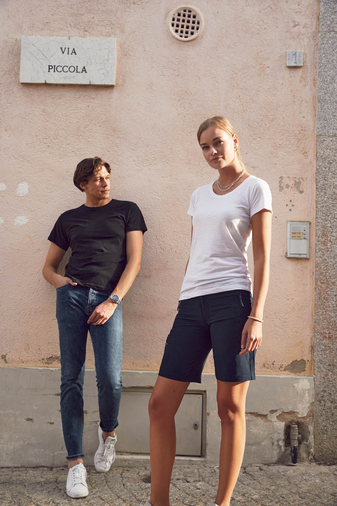 Clique Slub-T Women - Blauwmelange T-Shirt Dames Clique