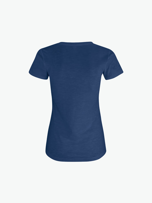 Clique Slub-T Women - Blauwmelange T-Shirt Dames Clique