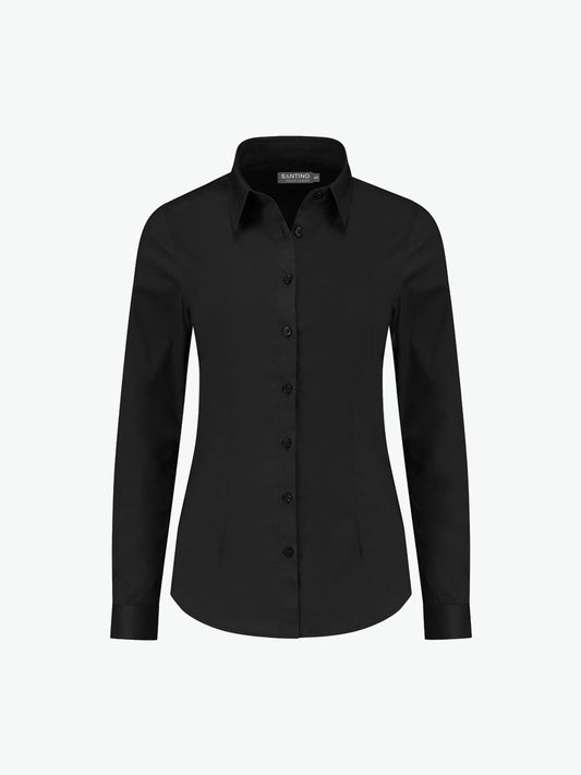 Santino Falco Ladies Shirt - Zwart Overhemd Dames Santino XXS