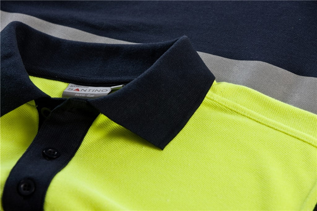 Santino Hamburg Poloshirt - Grijs / Fluor Geel Polo Santino