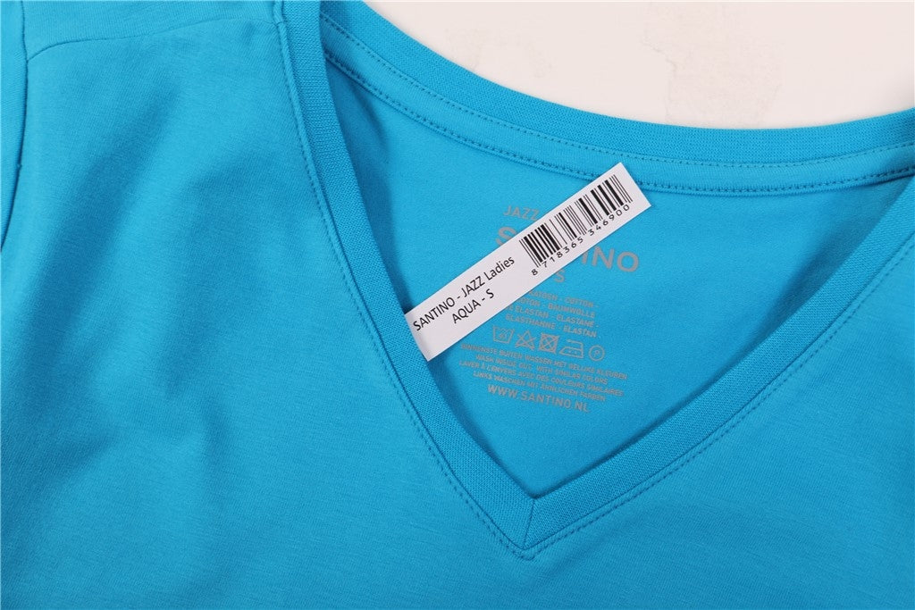Santino Jazz Ladies V-neck T-shirt - Blauw T-Shirt Dames Santino