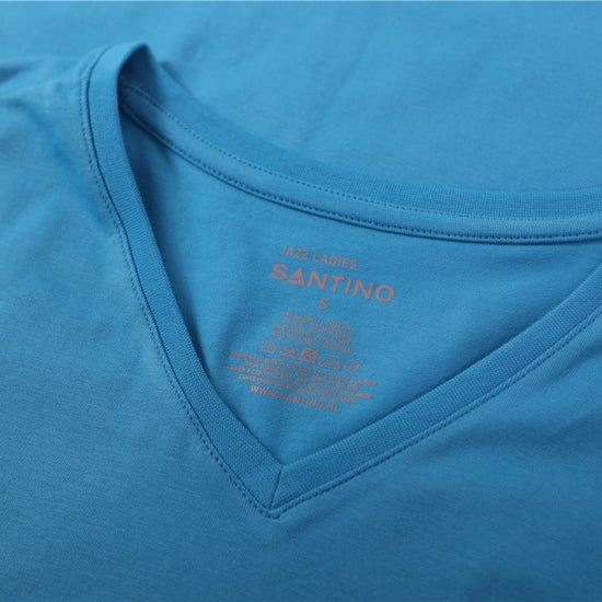 Santino Jazz Ladies V-neck T-shirt - Blauw T-Shirt Dames Santino