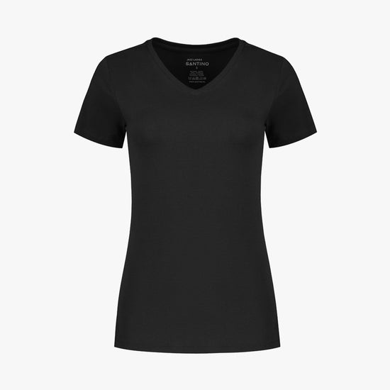 Santino Jazz Ladies V-neck T-shirt - Zwart T-Shirt Dames Santino XS