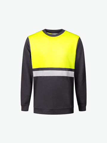 Santino O-hals Helsinki Sweater - Grijs / Fluor Geel Sweater Santino S