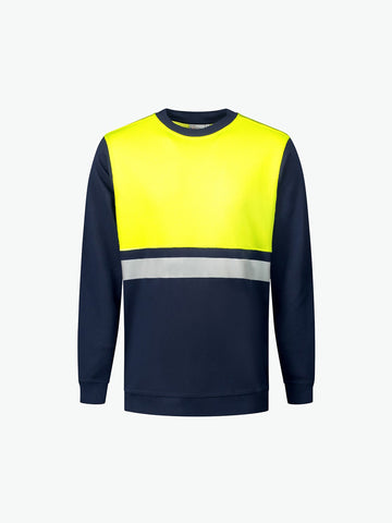 Santino O-hals Helsinki Sweater - Navy / Fluor Geel Sweater Santino S