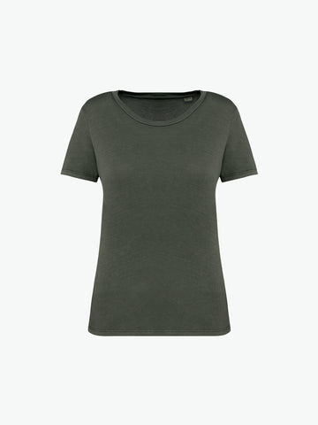 Native Spirit NS316 T-shirt - Washed Organic Khaki Duurzame T-Shirt Dames Native Spirit XS