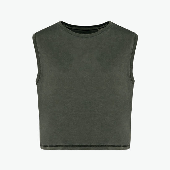 Native Spirit NS342 Cropped t-shirt - Washed Organic Khaki Duurzame T-Shirt Dames Native Spirit XS