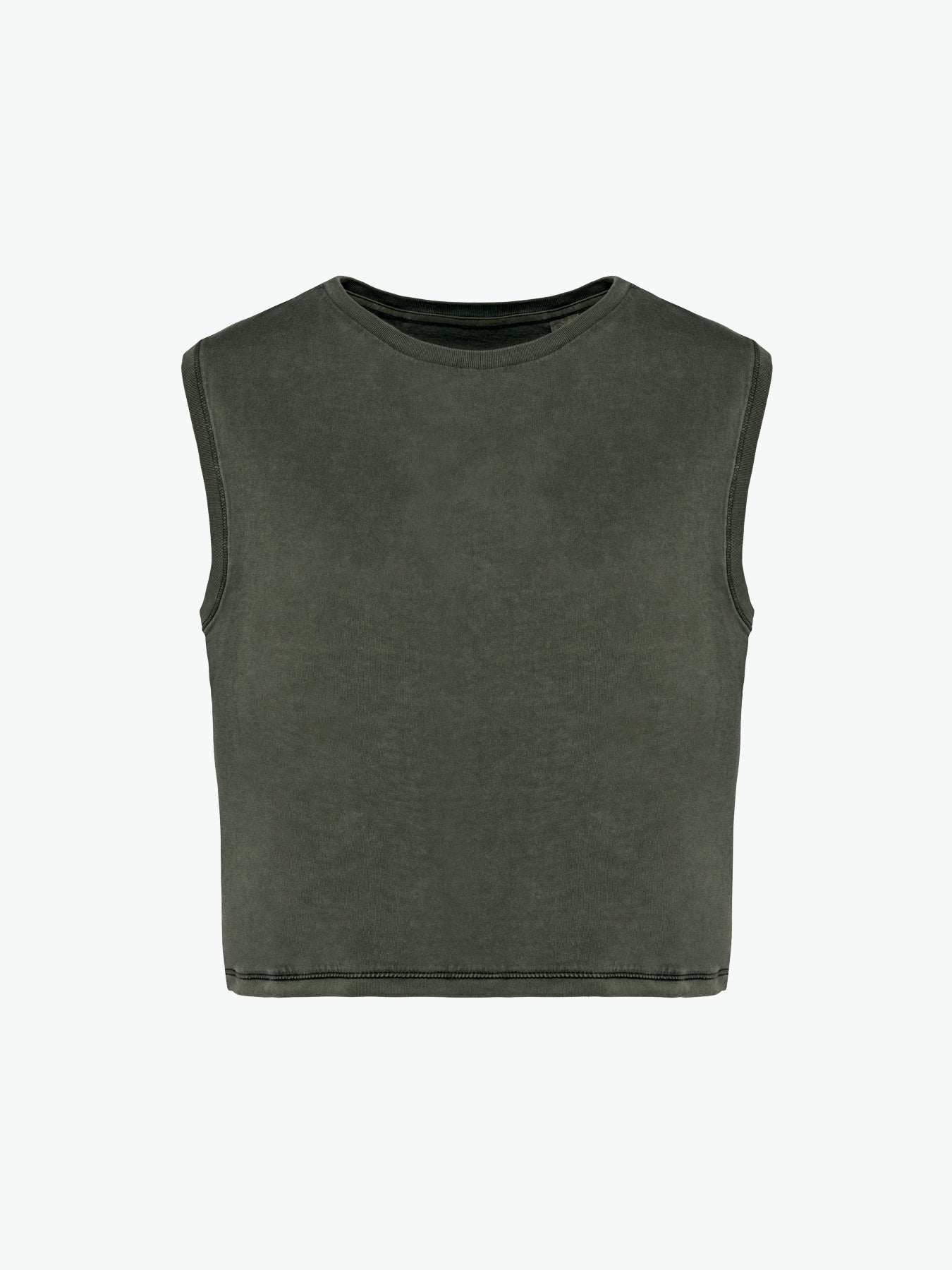 Native Spirit NS342 Cropped t-shirt - Washed Organic Khaki Duurzame T-Shirt Dames Native Spirit XS