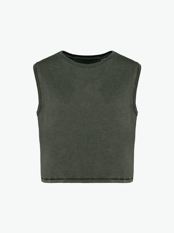 Native Spirit NS342 Cropped t-shirt - Washed Organic Khaki Duurzame T-Shirt Dames Native Spirit XS