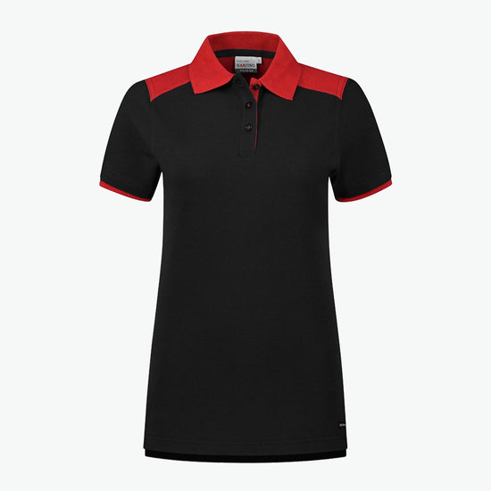 Santino Tivoli Ladies Poloshirt - Zwart / Rood Polo Dames Santino XS