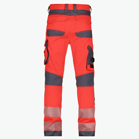 Dassy Aruba Stretch hogezichtbaarheidsbroek met kniezakken - Fluorood/Cementgrijs Werkbroek Dassy