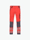 Dassy Aruba Stretch hogezichtbaarheidsbroek met kniezakken - Fluorood/Cementgrijs Werkbroek Dassy