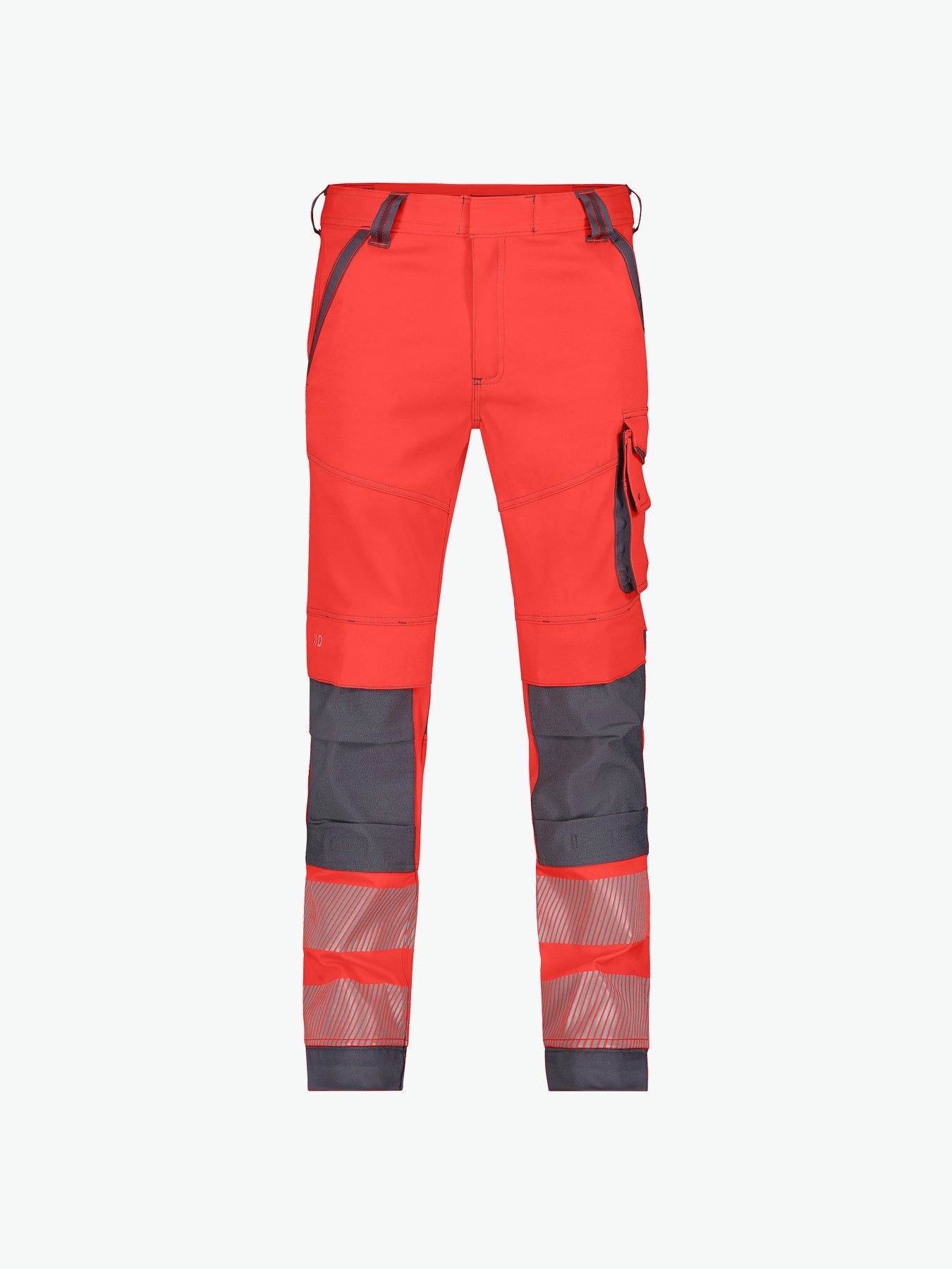 Dassy Aruba Stretch hogezichtbaarheidsbroek met kniezakken - Fluorood/Cementgrijs Werkbroek Dassy