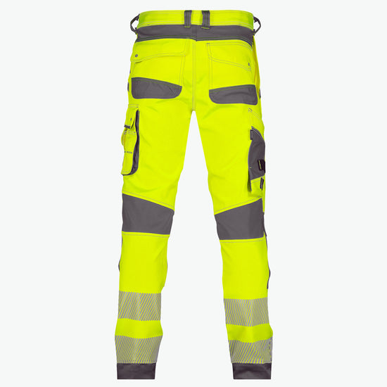 Dassy Aruba Stretch hogezichtbaarheidsbroek met kniezakken - Fluogeel/Cementgrijs Werkbroek Dassy