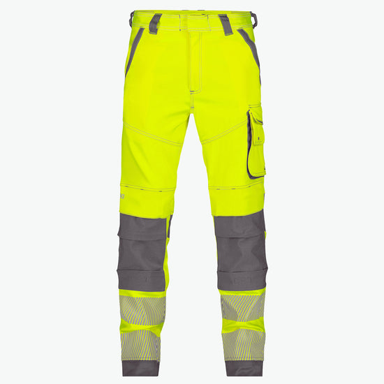Dassy Aruba Stretch hogezichtbaarheidsbroek met kniezakken - Fluogeel/Cementgrijs Werkbroek Dassy