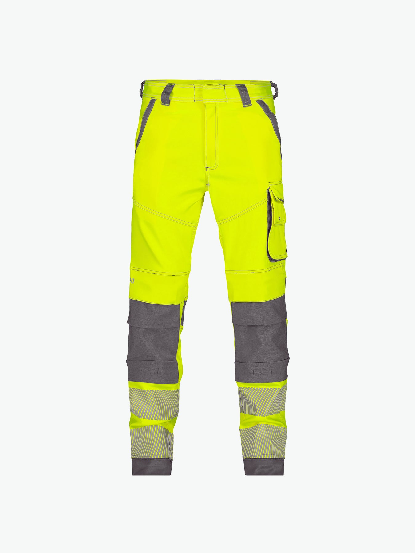 Dassy Aruba Stretch hogezichtbaarheidsbroek met kniezakken - Fluogeel/Cementgrijs Werkbroek Dassy