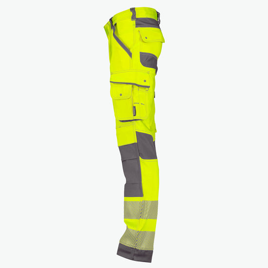 Dassy Aruba Stretch hogezichtbaarheidsbroek met kniezakken - Fluogeel/Cementgrijs Werkbroek Dassy