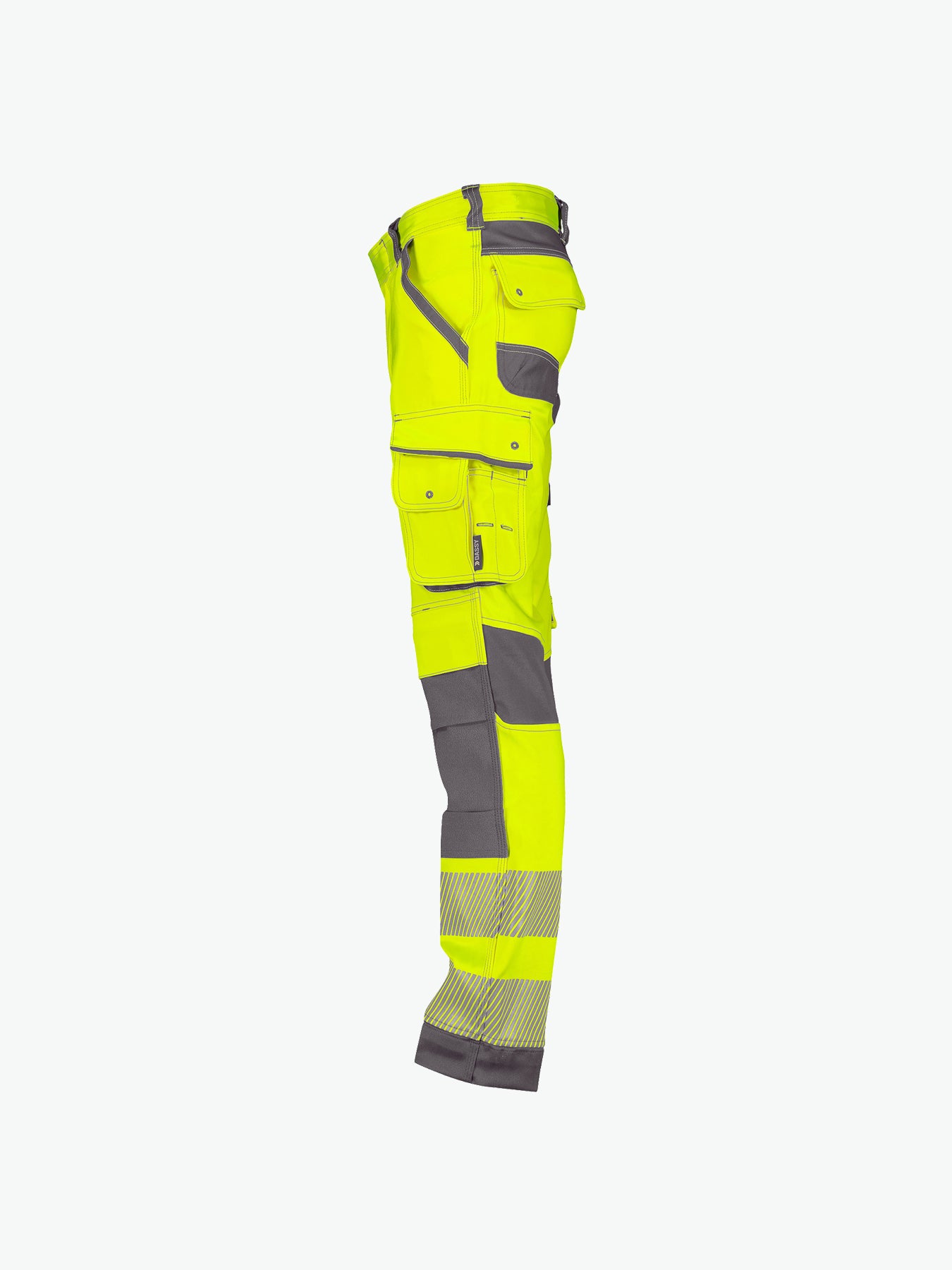 Dassy Aruba Stretch hogezichtbaarheidsbroek met kniezakken - Fluogeel/Cementgrijs Werkbroek Dassy