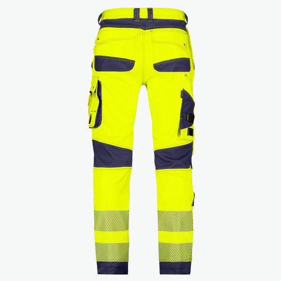 Dassy Aruba Stretch hogezichtbaarheidsbroek met kniezakken - Fluogeel/Marineblauw Werkbroek Dassy