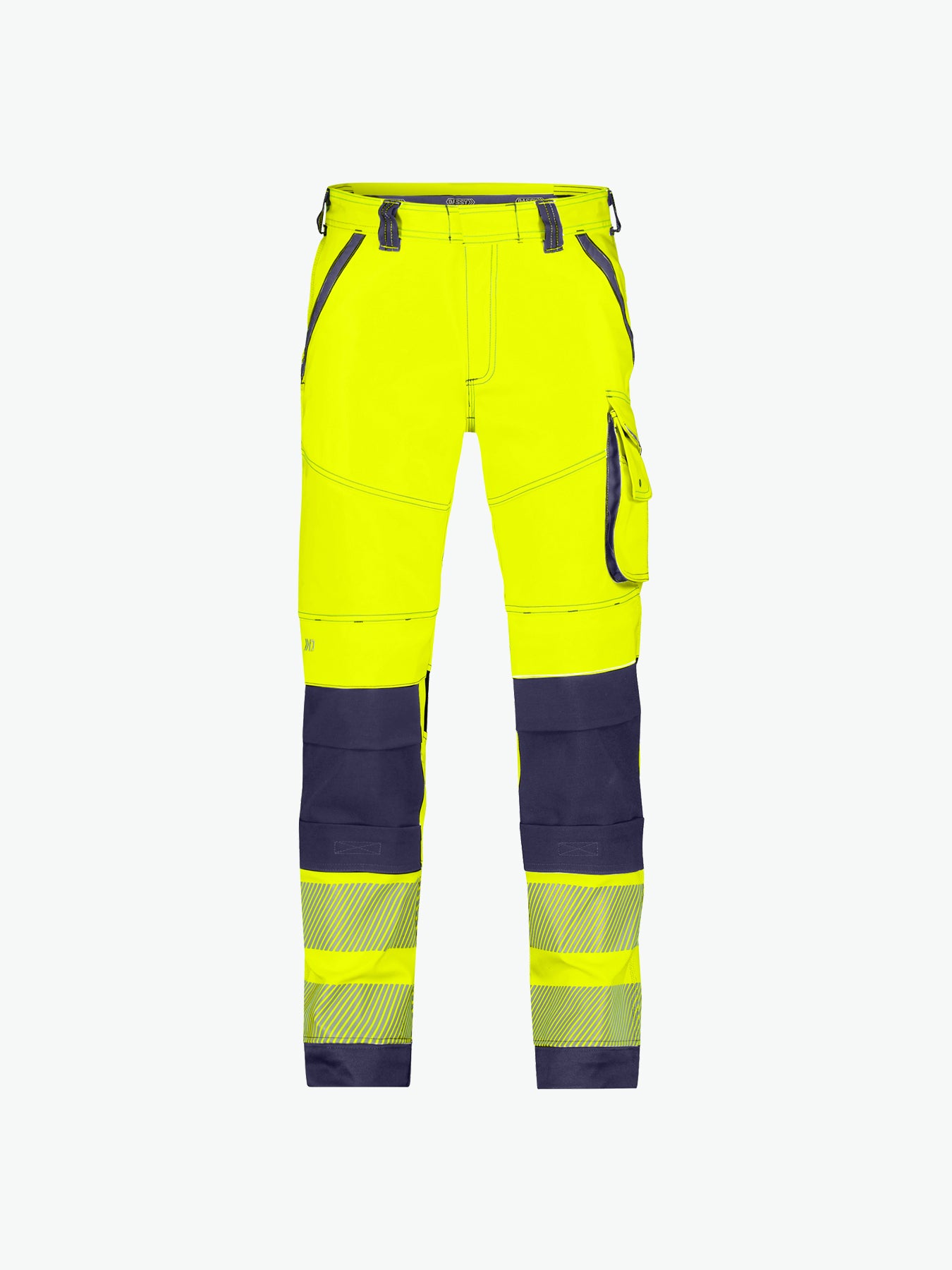 Dassy Aruba Stretch hogezichtbaarheidsbroek met kniezakken - Fluogeel/Marineblauw Werkbroek Dassy