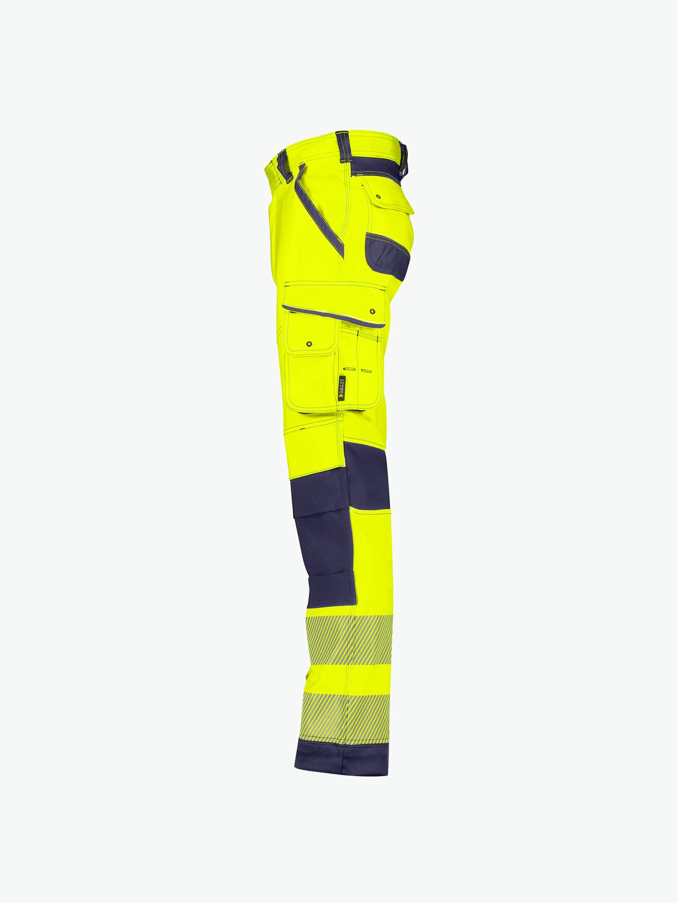 Dassy Aruba Stretch hogezichtbaarheidsbroek met kniezakken - Fluogeel/Marineblauw Werkbroek Dassy