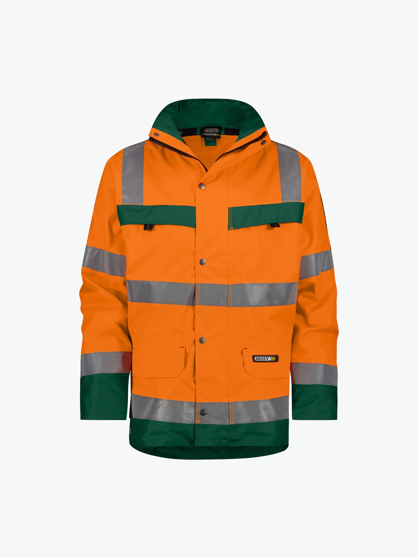 Dassy Atlantis Hogezichtbaarheidsparka - Fluo-Oranje/Flessengroen Werkjas HiVis Dassy