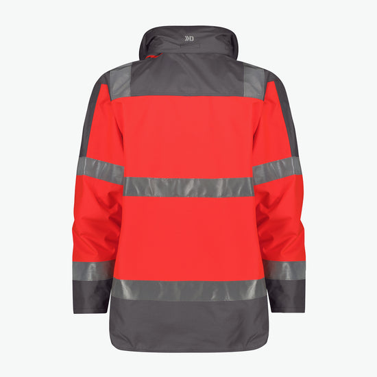 Dassy Atlantis Hogezichtbaarheidsparka - Fluorood/Cementgrijs Werkjas Hivis Dassy