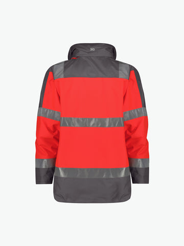 Dassy Atlantis Hogezichtbaarheidsparka - Fluorood/Cementgrijs Werkjas Hivis Dassy