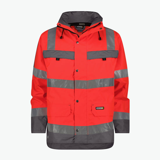 Dassy Atlantis Hogezichtbaarheidsparka - Fluorood/Cementgrijs Werkjas Hivis Dassy