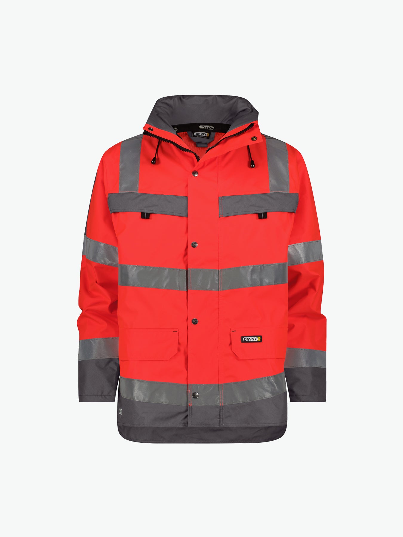 Dassy Atlantis Hogezichtbaarheidsparka - Fluorood/Cementgrijs Werkjas Hivis Dassy