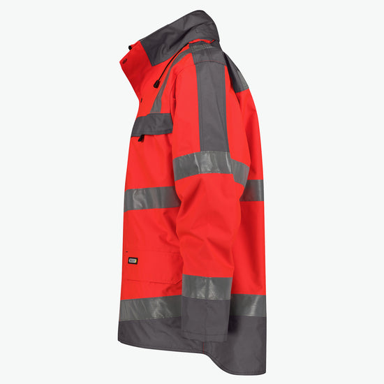 Dassy Atlantis Hogezichtbaarheidsparka - Fluorood/Cementgrijs Werkjas Hivis Dassy