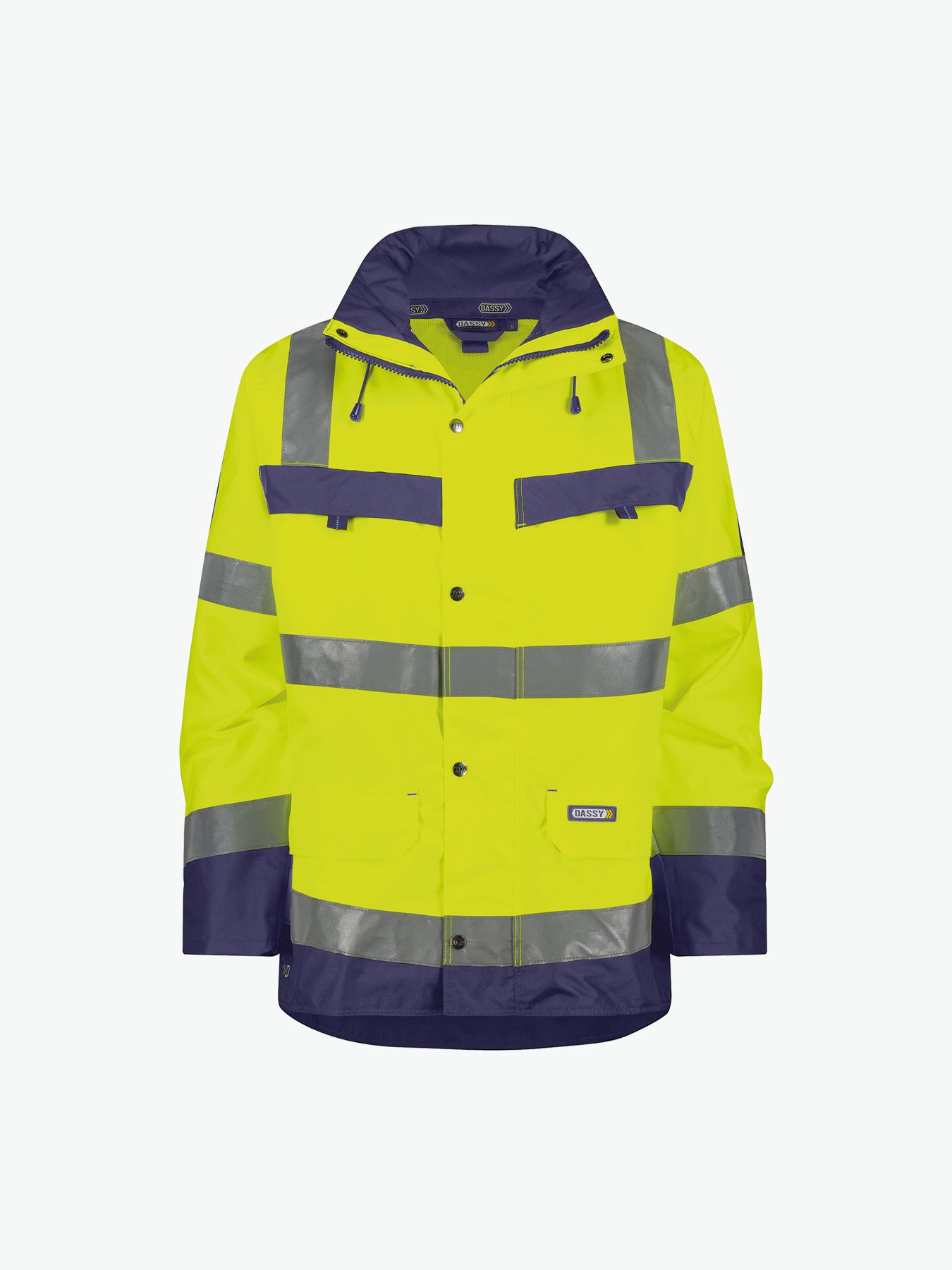 Dassy Atlantis Hogezichtbaarheidsparka - Fluogeel/Marineblauw Werkjas Hivis Dassy