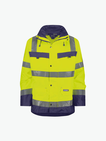Dassy Atlantis Hogezichtbaarheidsparka - Fluogeel/Marineblauw Werkjas Hivis Dassy