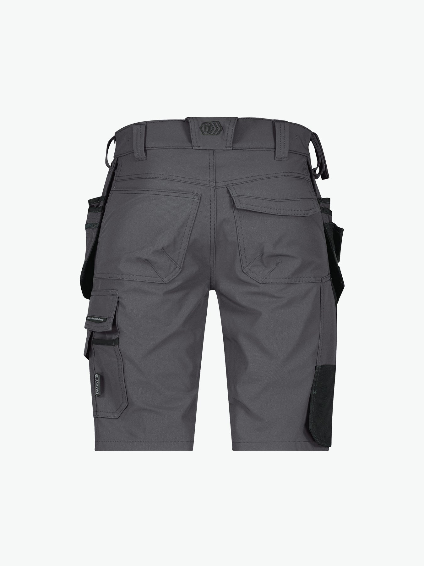 Dassy Aurax Holsterzakkenshort met stretch - Antracietgrijs/Zwart Korte Werkbroek Dassy