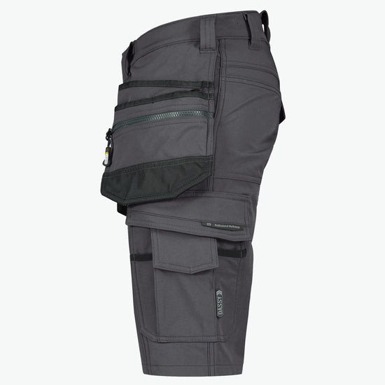 Dassy Aurax Holsterzakkenshort met stretch - Antracietgrijs/Zwart Korte Werkbroek Dassy