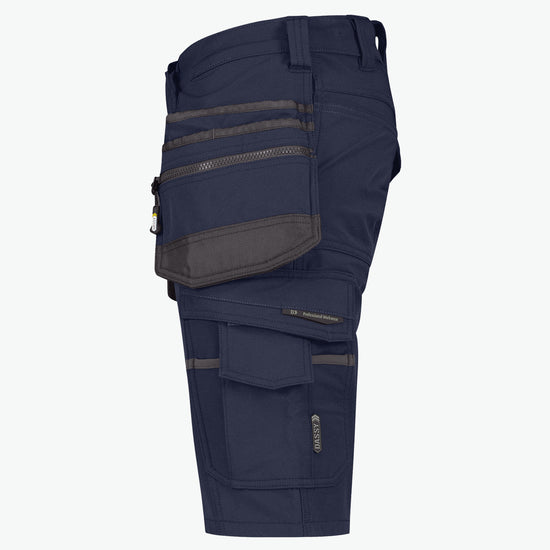 Dassy Aurax Holsterzakkenshort met stretch - Nachtblauw/Antracietgrijs Werkbroek Dassy