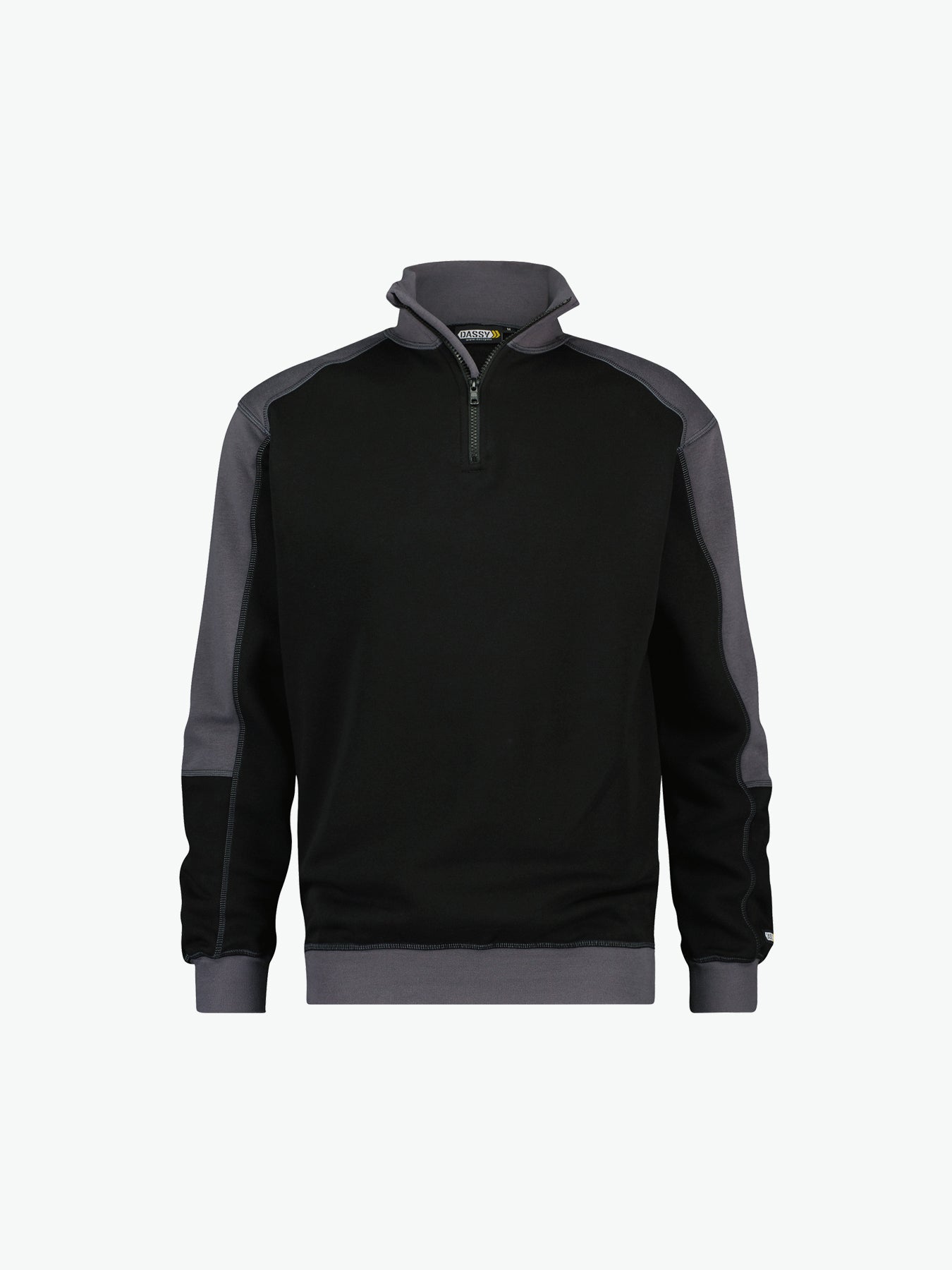 Dassy Basiel Tweekleurige sweater - Zwart/Cementgrijs Werksweater Dassy