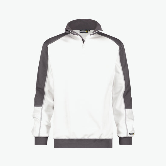 Dassy Basiel Tweekleurige sweater - Wit/Cementgrijs Werksweater Dassy