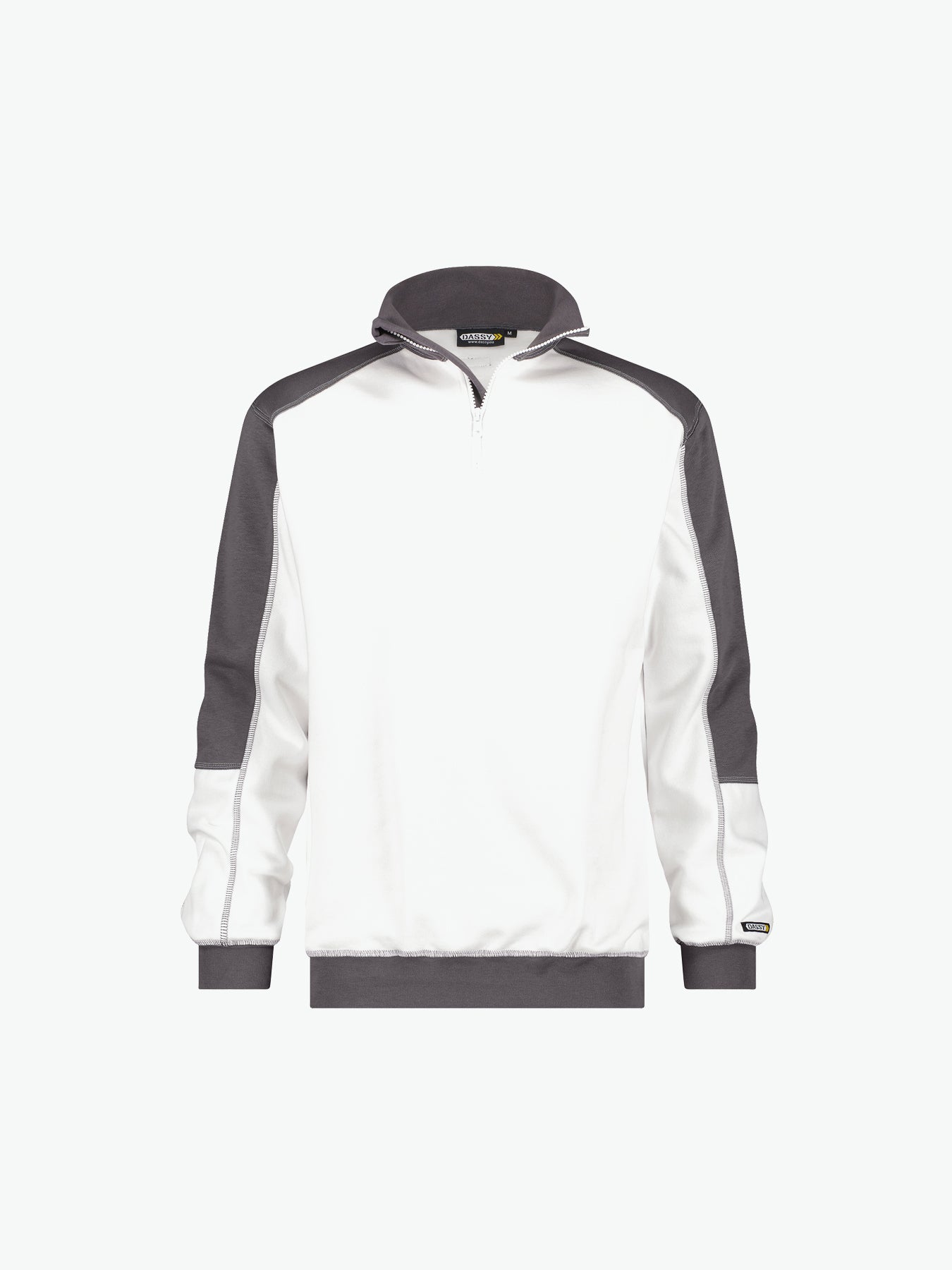 Dassy Basiel Tweekleurige sweater - Wit/Cementgrijs Werksweater Dassy