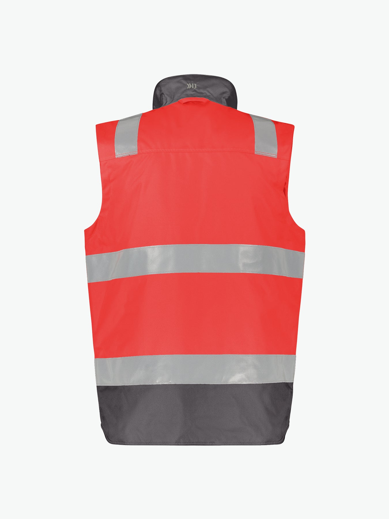 Dassy Bilbao Hogezichtbaarheidsbodywarmer - Fluorood/Cementgrijs Werkvest HiVis Dassy