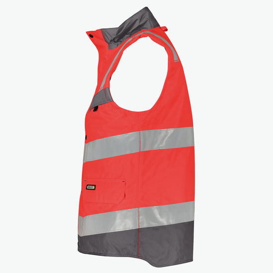 Dassy Bilbao Hogezichtbaarheidsbodywarmer - Fluorood/Cementgrijs Werkvest HiVis Dassy