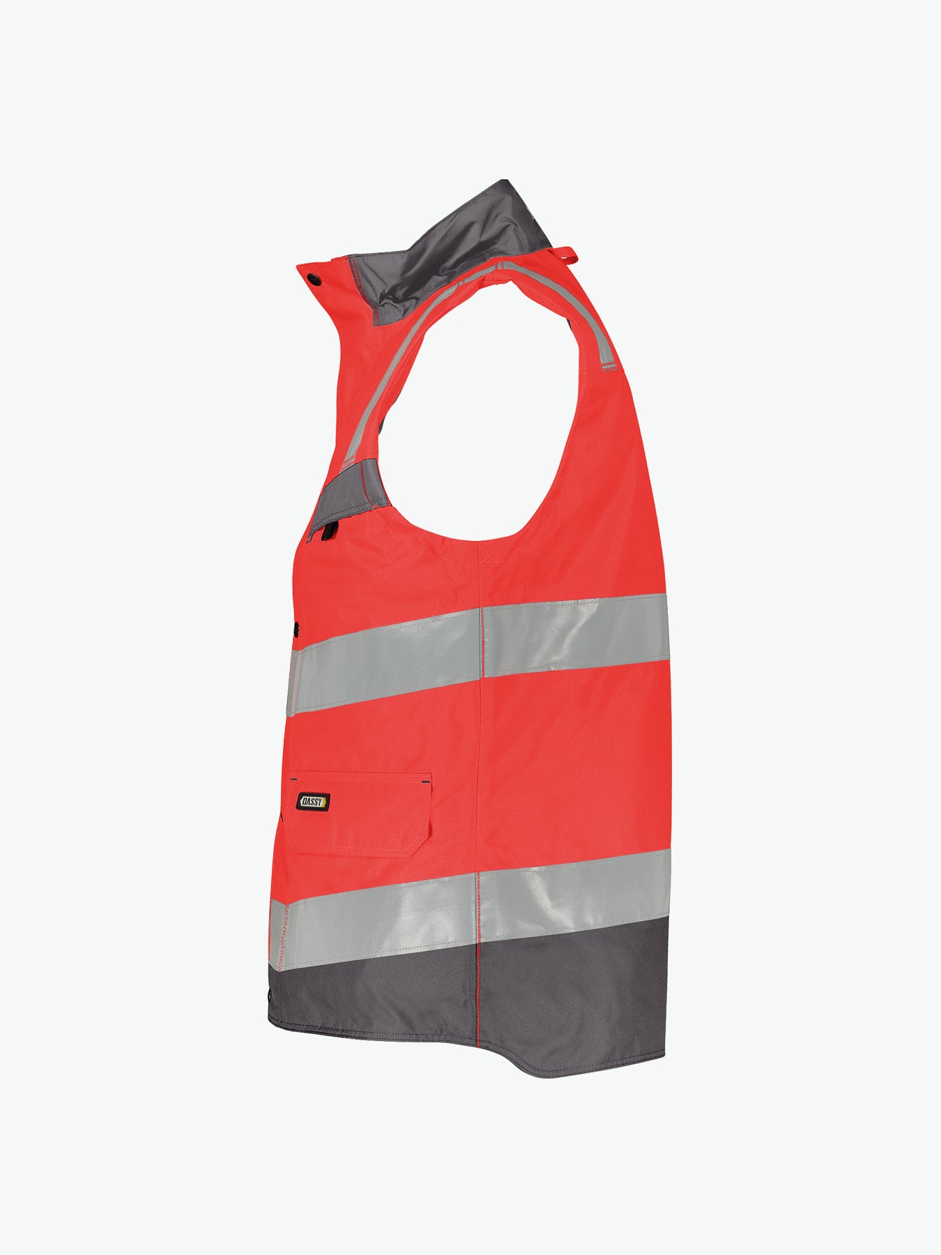 Dassy Bilbao Hogezichtbaarheidsbodywarmer - Fluorood/Cementgrijs Werkvest HiVis Dassy