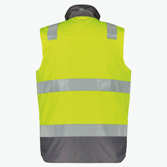 Dassy Bilbao Hogezichtbaarheidsbodywarmer - Fluogeel/Cementgrijs Werkvest HiVis Dassy