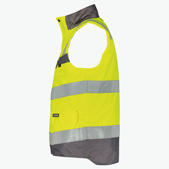 Dassy Bilbao Hogezichtbaarheidsbodywarmer - Fluogeel/Cementgrijs Werkvest HiVis Dassy