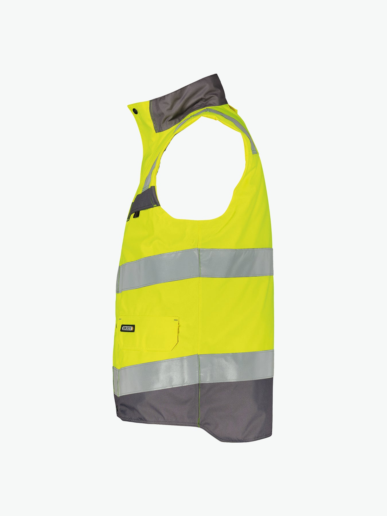 Dassy Bilbao Hogezichtbaarheidsbodywarmer - Fluogeel/Cementgrijs Werkvest HiVis Dassy