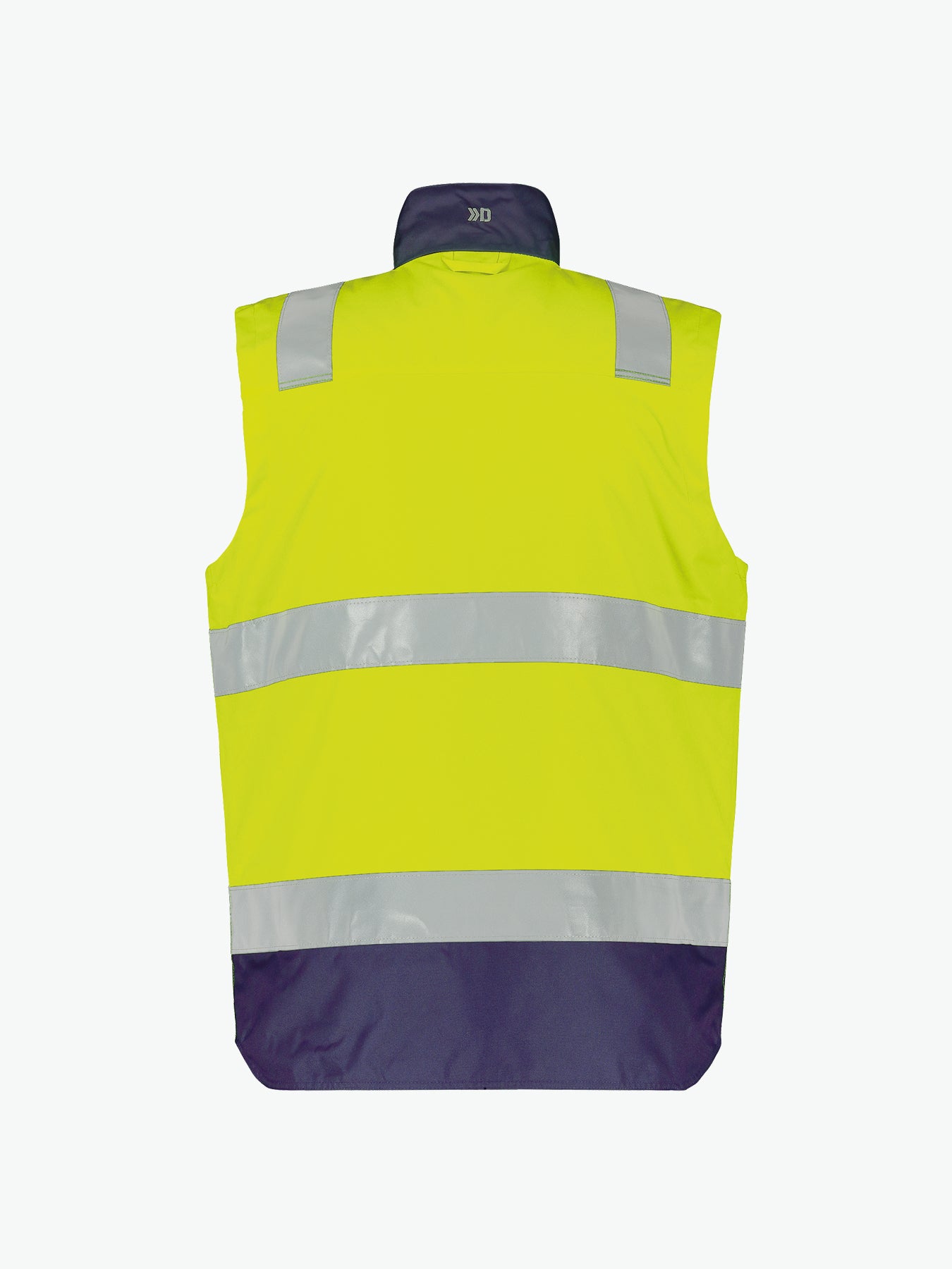 Dassy Bilbao Hogezichtbaarheidsbodywarmer - Fluogeel/Marineblauw Werkvest HiVis Dassy