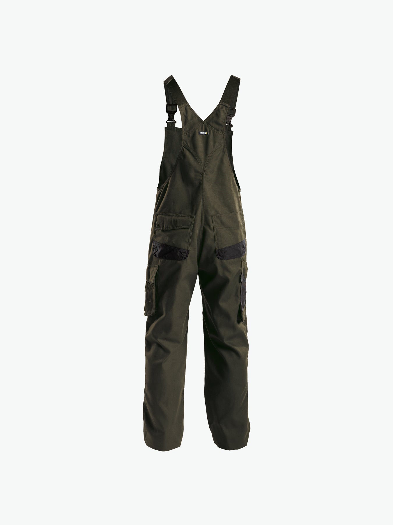 Dassy Bolt Canvas bretelbroek met kniezakken - Olijfgroen/Zwart Werkbroek Dassy