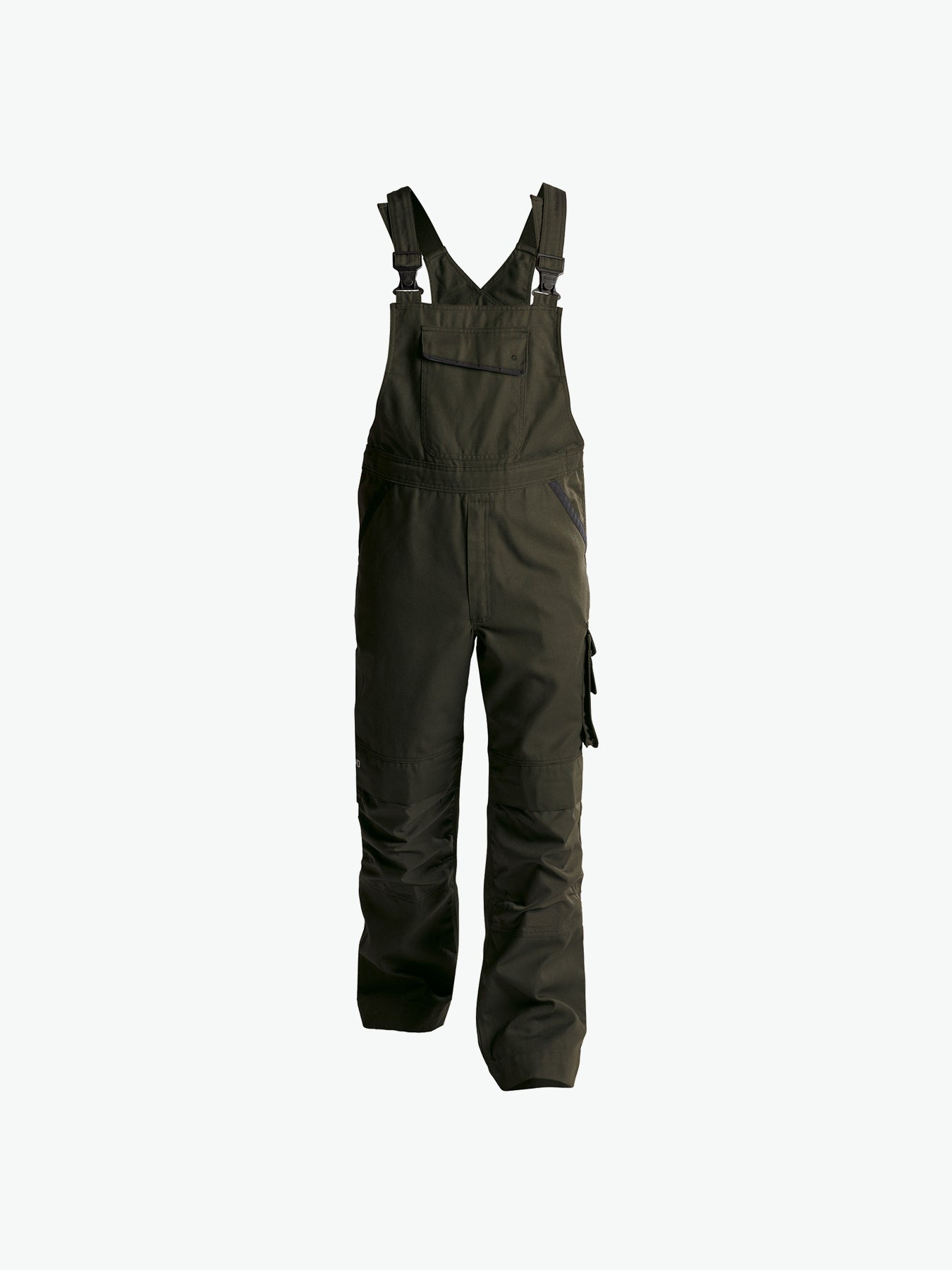 Dassy Bolt Canvas bretelbroek met kniezakken - Olijfgroen/Zwart Werkbroek Dassy