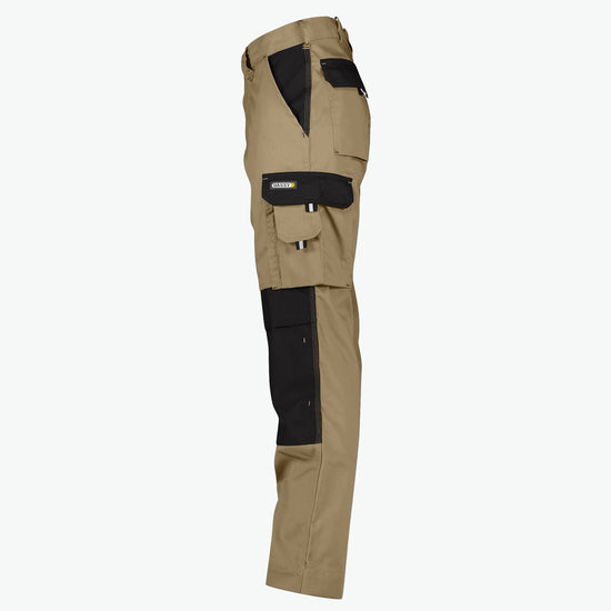 Dassy Boston Tweekleurige werkbroek met kniezakken - Beige/Zwart Werkbroek Dassy